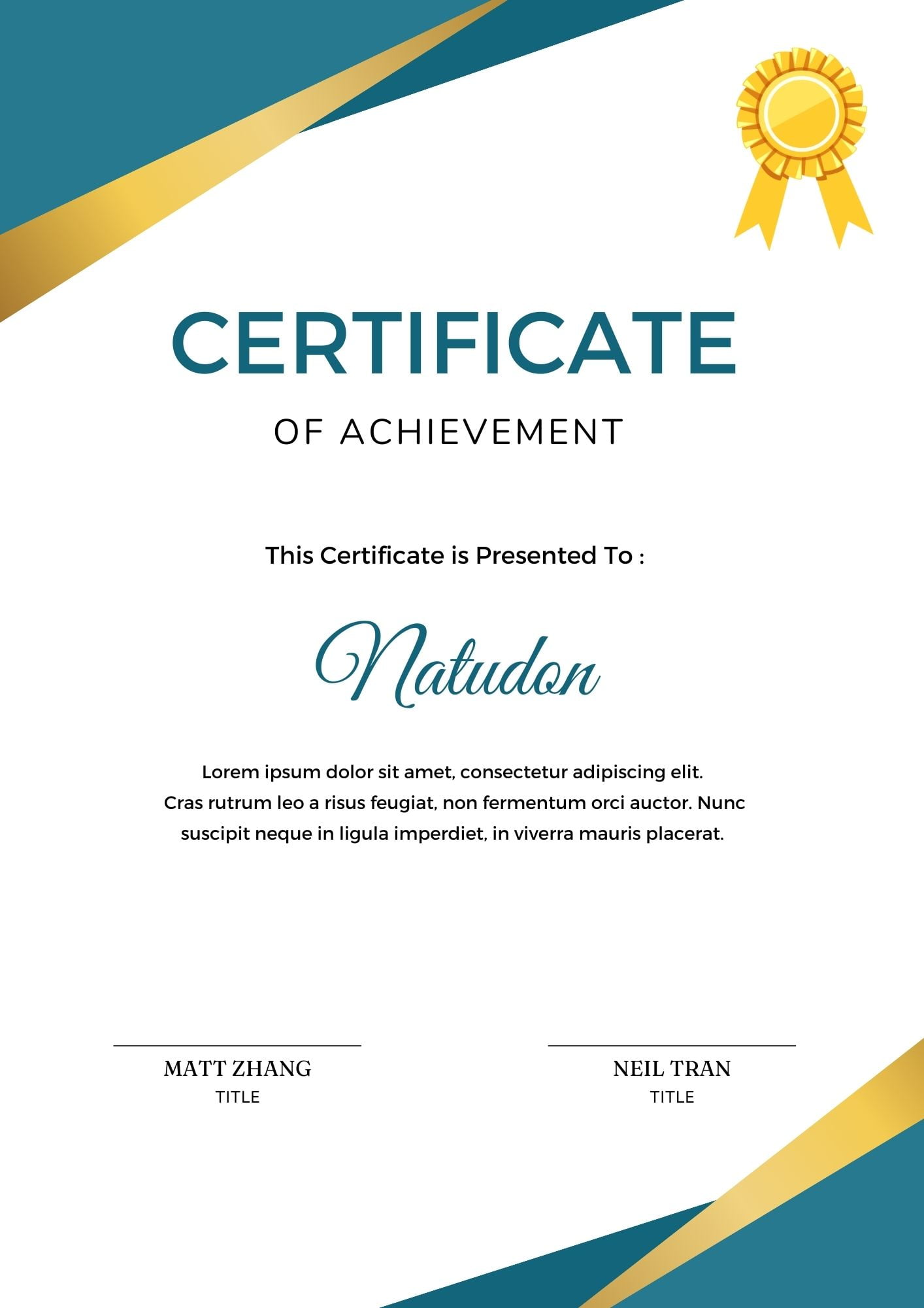 Natudon certificate demo