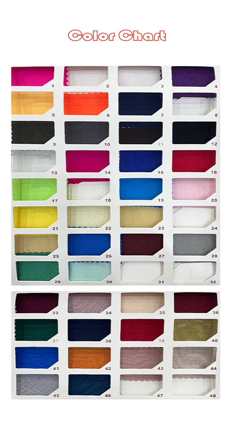 Shiny Tricot Fabric Color Chart