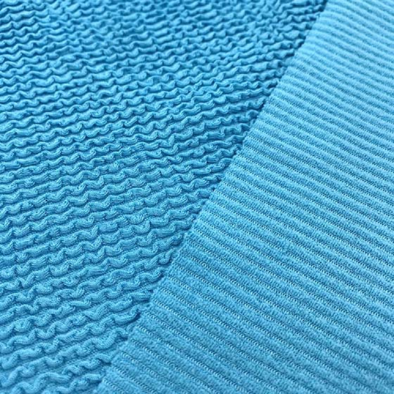 blue crinkle swimsuit fabric